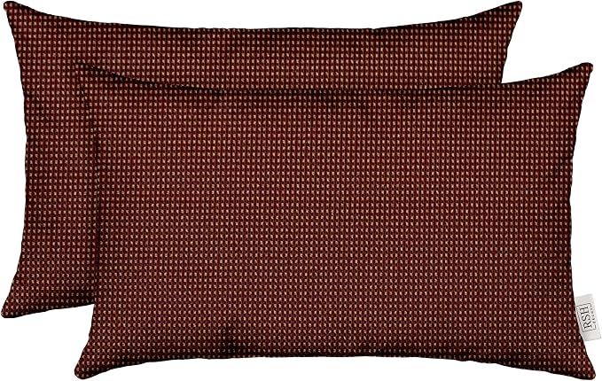 RSH DECOR: Jumbo Lumbar Pillows Set of 2 | 26" x 16" | Water and Fade-Resistant Performance Fabric | Outdoor Pillow Covers with Down-Alternative Inserts | Made in USA (Kieran Spice Burgundy)