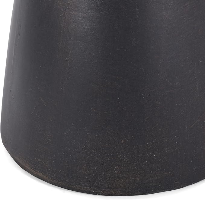 Outdoor Side Table 17.75" Hourglass Shape Lightweight Concrete-Look Outdoor Indoor Accent Table Decorative Garden Stools, for Patio Porch Living Room, Black