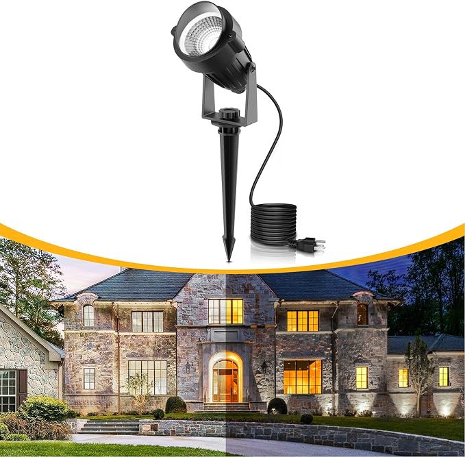 L LOHAS LED 5W Dusk to Dawn Outdoor Spotlight 6000K Landscape Light 1 Pack | Cool White Outdoor Landscape Lighting with Auto Sensor, Waterproof Yard Spotlight for Garden, House and Pathway Lighting