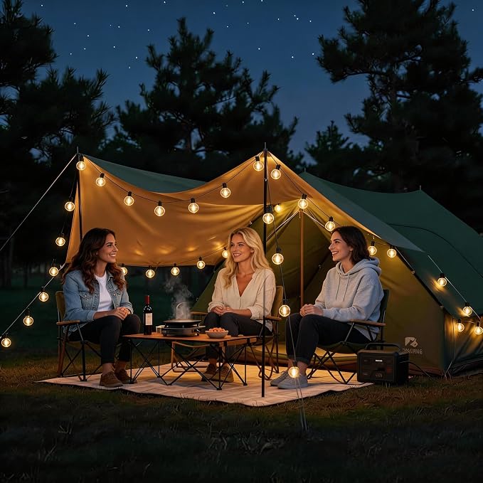 RTTY Outdoor String Lights 50 FT, Patio Light 26pcs Waterproof LED Bulbs | Shatterproof G40 Bulbs,Dimmable Connectable Outside Hanging Globe Lighting for Cafe, Bistro, Market, Balcony, Porch