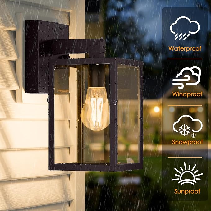 MATAMEYE Outdoor Wall Lantern, Waterproof Exterior Wall Sconce Light Fixture, Dark Chocolate Front Door Lamp, Anti-Rust E26 Socket Porch Lighting