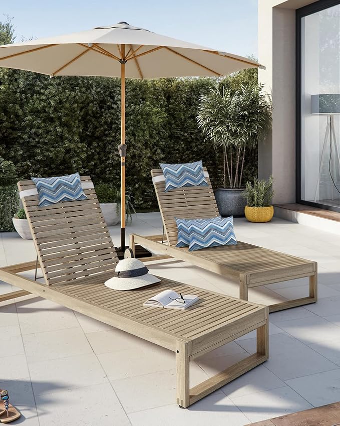 Outdoor Pillows Covers with Inserts Northern Europe Blue Geometric Wave Stripes Waterproof Recliner Pillow with Adjustable Strap Throw Pillows for Patio Furniture Pool Lounge Chair, 11x16 inch, 1PCS