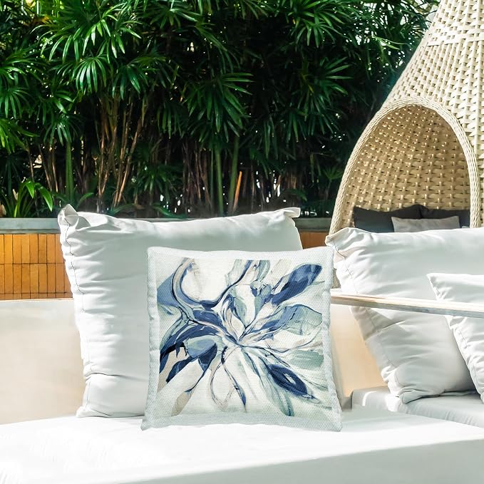 Stupell Industries | Asymmetrical Blue Abstraction, 18 x 18 | Outdoor Pillow, Made in USA - By Sarah Stockstill