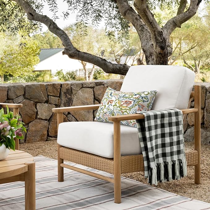 DYTXIII Pack of 2 Outdoor Waterproof Lumbar Pillow Covers ONLY, 12x20 Rectangle Decorative Double Printed Pillow Cases for Patio Couch Porch Furniture - Paisley Botanical