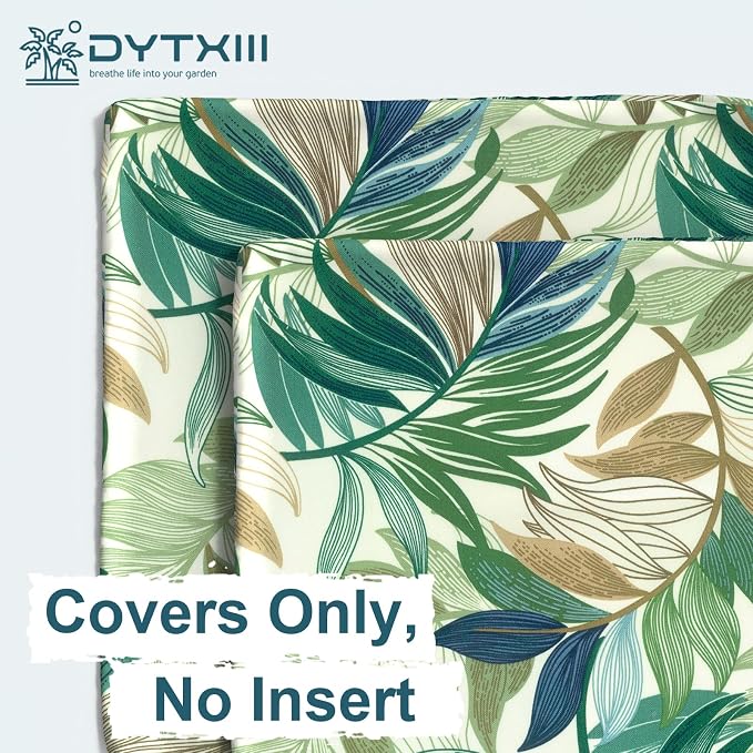 DYTXIII Pack of 2 Outdoor Waterproof Lumbar Pillow Covers ONLY, 12x20 Rectangle Decorative Double Printed Pillow Cases for Patio Couch Porch Furniture - Lush Leaf Green