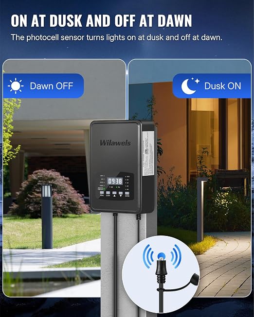 300W Low Voltage Landscape Transformer, Weatherproof Outdoor Low Voltage Transformer, 120V AC to 12/14V AC, Landscape Lighting Transformer with Timer and Photocell Sensor, ETL Listed D12LT06