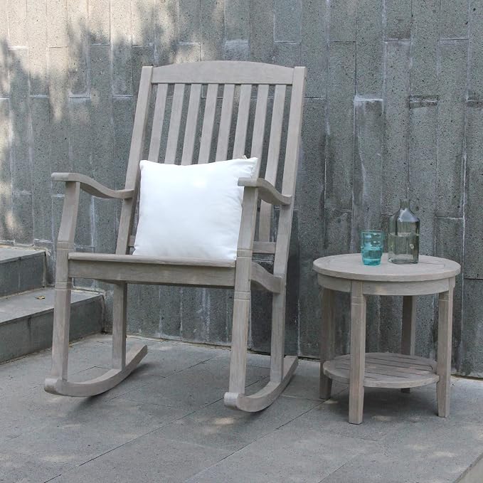 Cambridge Casual Arie Teak Wood Outdoor Round Side Table, 18 Inch/Weathered Gray