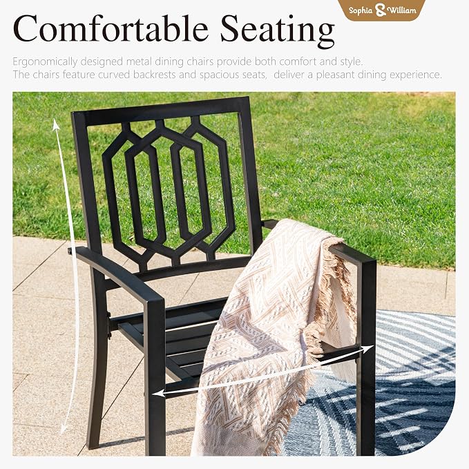 Sophia & William Patio Table and Chairs Set, Outdoor Dining Set for 8, 9 Piece Metal Patio Furniture, 99" Expandable Black Rectangular Table(Geometry)