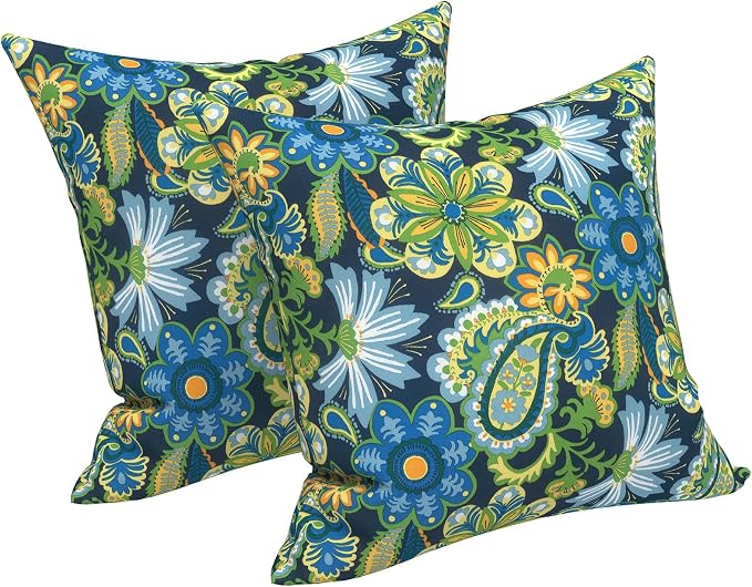 LVTXIII Outdoor Pillows 20x20 Inch, 2 Pack Large Decorative Square Throw Pillows with Inserts for Couch, Bed, Floor Seating, Patio Furniture, Bohemian Azure
