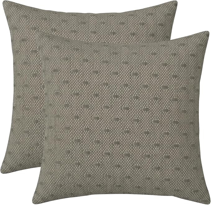 RSH DECOR: Sunbrella Square Throw Pillows Set of 2 | 17" x 17" | Water and Fade-Resistant Performance Fabric | Outdoor Pillow Covers with Down-Alternative Inserts | Made in USA (Dots Nice Shale)