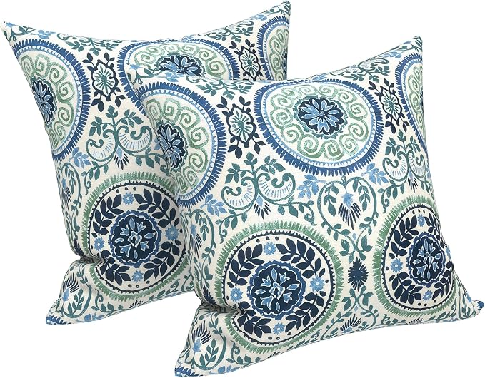 LVTXIII Outdoor Pillows 20x20 Inch, 2 Pack Large Decorative Square Throw Pillows with Inserts for Couch, Bed, Floor Seating, Patio Furniture, Coastal Medallion