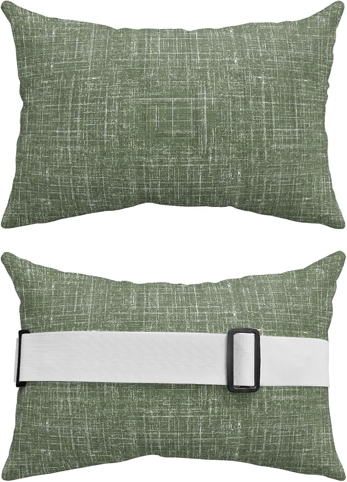 Outdoor Lumbar Pillow Set of 1, Dark Green Waterproof Beach Headrest Pillow with Inserts, Farmhouse Vintage Green Solid Color Modern Recliner Throw Pillows for Patio Furniture, 12 x 20