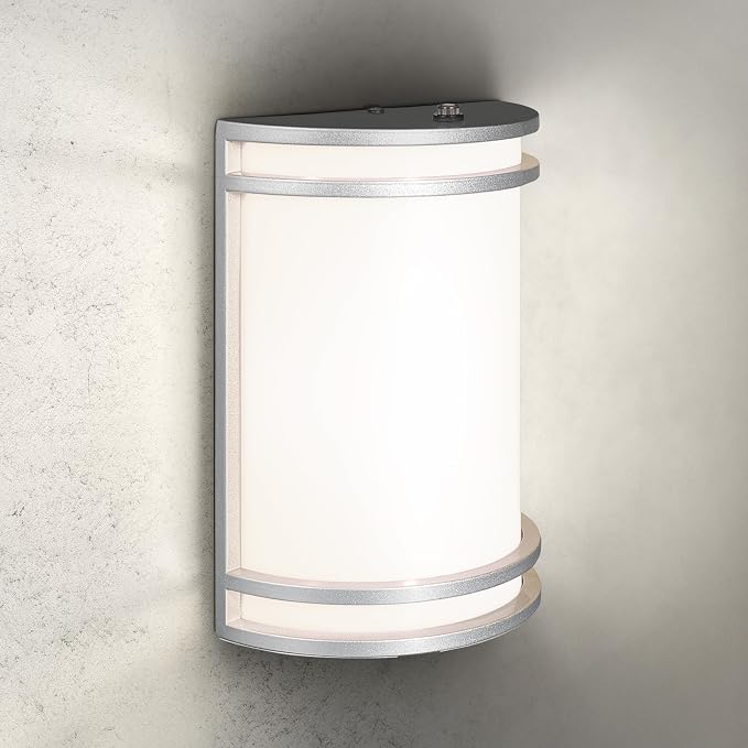 ASD 10 Inch Dusk to Dawn LED Outdoor Sconce Lights - 15W 120-277V 3000K-5000K Nickel Exterior Lighting Fixtures, Exterior Lights for House, Photocell Patio Wall Light Fixture ETL