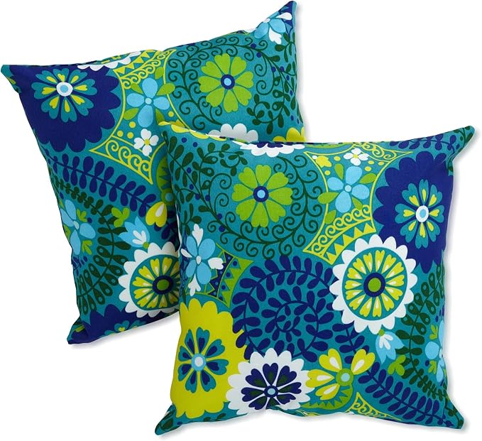 Blazing Needles All-Weather UV-Resistant Outdoor Knife Edge Pillows Set, Set of 2, 20", Tropique Raven