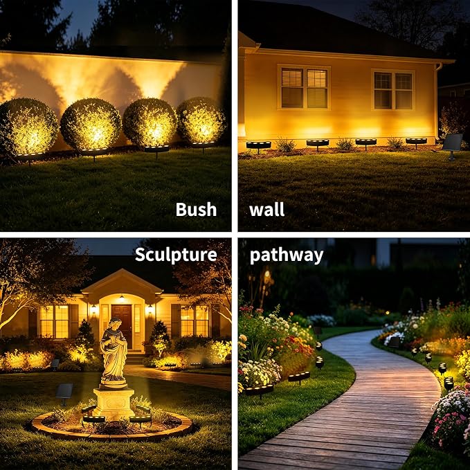 Sublume Solar Tree Lights, Upgraded Solar Spot Lights Outdoor, Warm White | 8.3*7.2in Large Solar Panel with USB Port, 16 COB LED, 33FT Cable, IP65 Waterproof, 4000Mah Uplights for PalmTree, Flag Pole