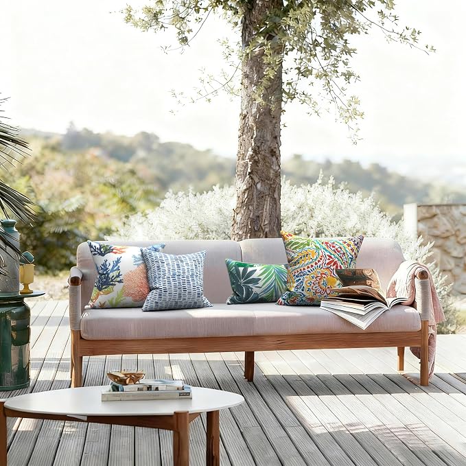 LVTXIII Outdoor Throw Pillows, Decorative Throw Pillows with Inserts, 20"x20" Square Pillows for Bed, Couch, Sofa and Patio Furniture, Set of 2, Paisley Multi