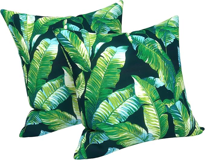 LVTXIII Outdoor Throw Pillows, Decorative Throw Pillows with Inserts, 20"x20" Square Pillows for Bed, Couch, Sofa and Patio Furniture, Set of 2, Hanalei Lagoon