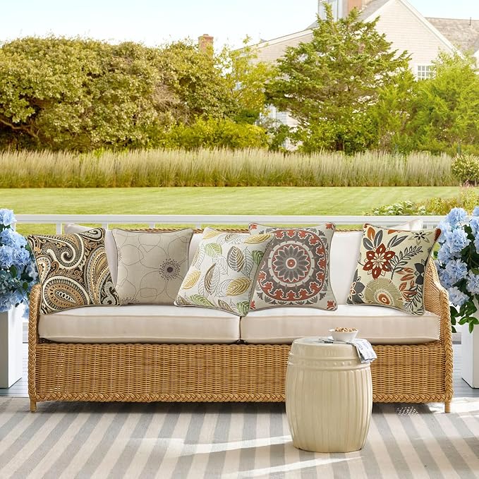 Outdoor Sunbrella Decorative Pillows Pack of 4, 18" x 18" Outdoor Pillow Set for Couch Bed Throw Patio Sofa, Allure Dusk
