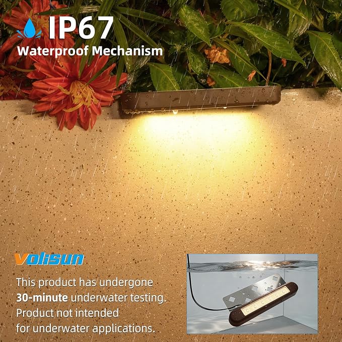 VOLISUN 7 Inch Retaining Wall Lights, 2700K Hardscape Lighting, 8 Pack | IP67 Waterproof, Cuttable Low Voltage Landscape Lighting, 12V Paver Lights, 2.8W Outdoor Step Lights