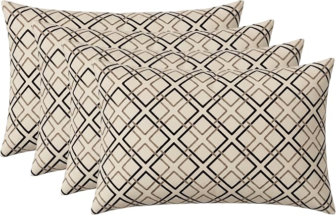 RSH DECOR: Sunbrella Lumbar Throw Pillows Set of 4 | 20" x 12" | Water and Fade-Resistant Performance Fabric | Outdoor Pillow Covers with Down-Alternative Inserts | Made in USA (Dwell Mahogany)