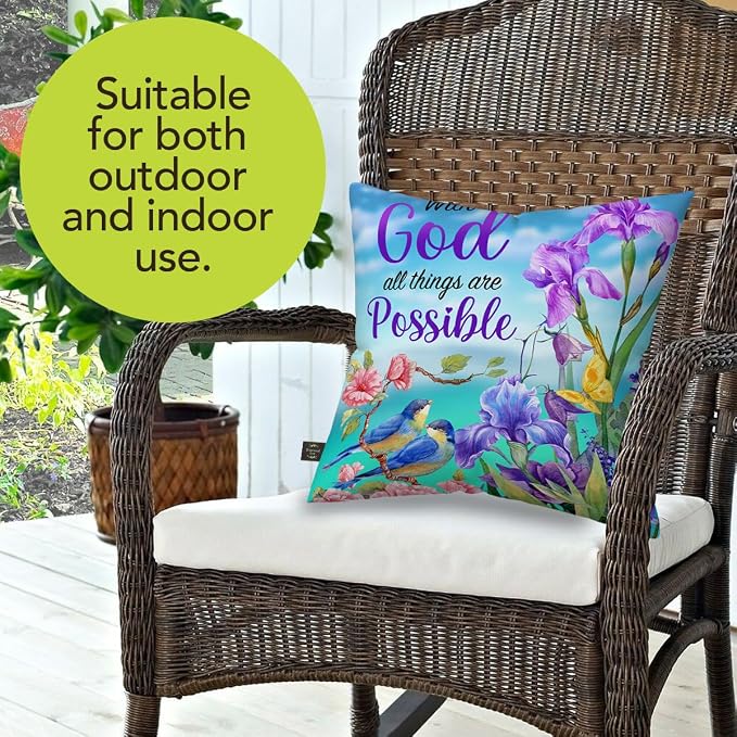 Briarwood Lane Spring Indoor/Outdoor Pillow 17x17 with God for Spring Pillow