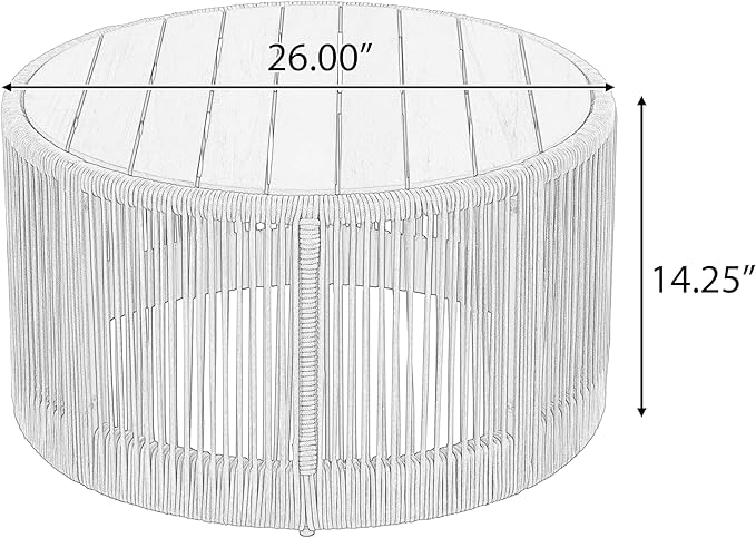 Christopher Knight Home Peyz Acacia Wood Outdoor Side Table Set of 2 with Woven Rope Design, Patio Round Coffee Table Set with Small Side Desk, Functionality Stylish 2 Tables for Garden, Teak + Beige