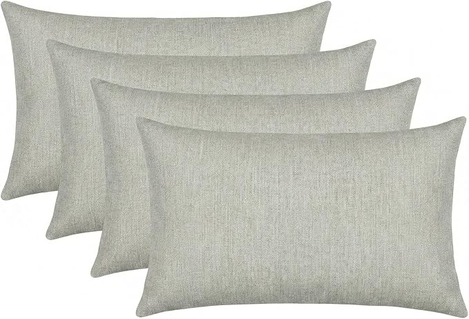 RSH DECOR: Sunbrella Lumbar Throw Pillows Set of 4 | 20" x 12" | Water and Fade-Resistant Fabric | Outdoor Pillow Covers with Down-Alternative Inserts | Made in USA (Spectrum Dove)
