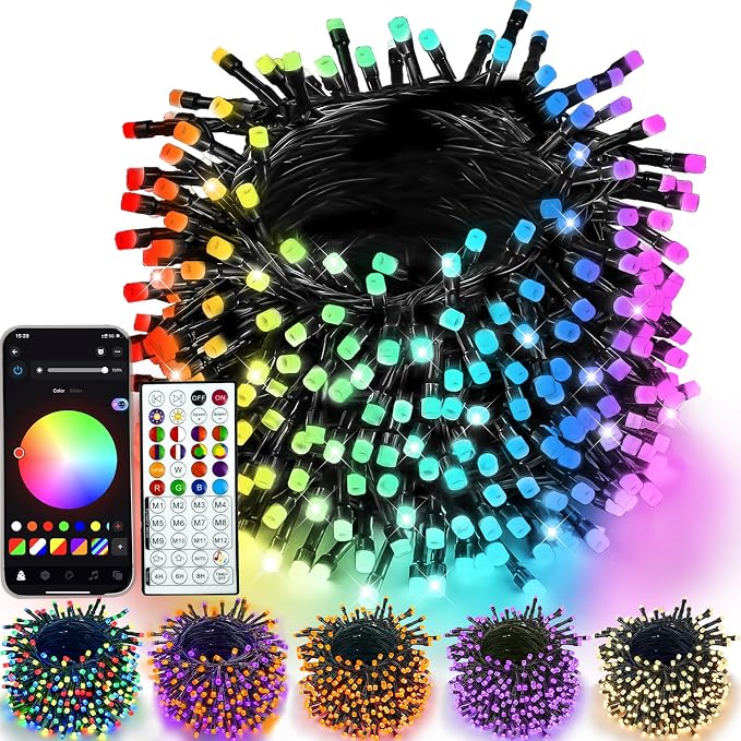 YIQU Smart Color Changing Fall Lights String 33 FT 100 LED App Remote | Fall Decor, Orange Purple Halloween Lights,Music Syn, Multicolor and Modes, Custom Timer Settings, Indoor Outdoor Waterproof