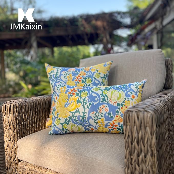 Outdoor Throw Pillows 18×18 Inch Waterproof Pillows with Inserts | Set of 2 Fade Resistant Decorative Square Pillows for Couch, Sofa and Patio Furniture