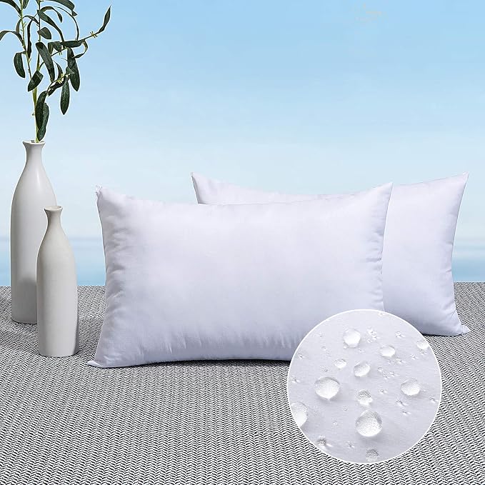 MIULEE Pack of 2 20x26 Inch Outdoor Pillow Inserts | Water-Resistant Decorative Premium Rectangle Pillow Stuffer Sham for Porch Swing Couch Sofa Cushion Patio Furniture