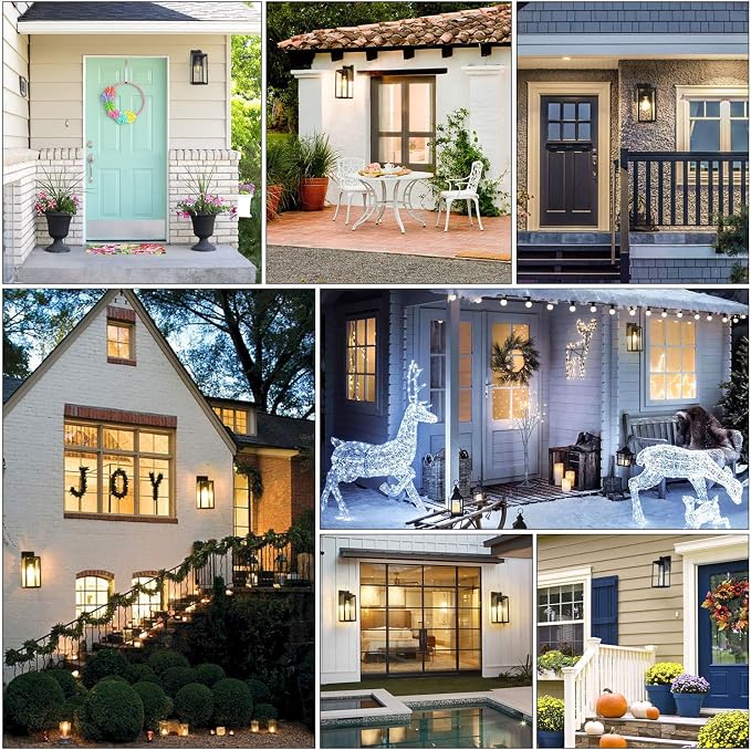 MAXvolador Outdoor Wall Lantern, Large Exterior Waterproof Wall Sconce Light Fixture, Black Anti-Rust Mount Lights Glass, E26 Porch Patio Lighting | Porch Wall Sconce Large Black, Anti-Rust, E26 Socket, Clear Glass, Outside Wall Mount Light, Front Door...