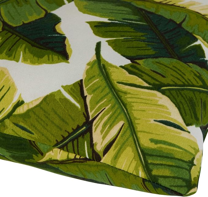 South Pine Porch Outdoor 19x12-inch Rectangle Accent Pillow (Set of 2), Palm Leaves White