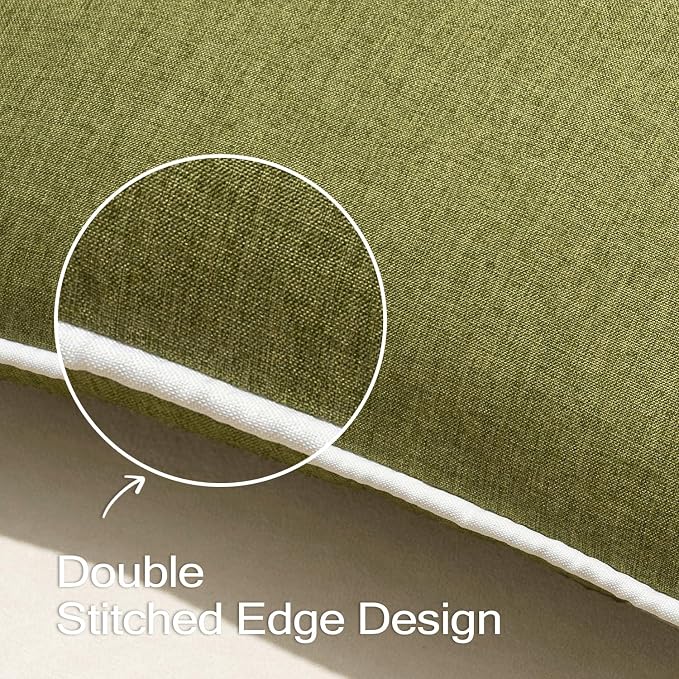 ANRODUO Set of 2 Outdoor Waterproof Pillow Covers 16x16 Inch Sage Green Decorative Throw Pillow Covers Linen Square Solid Color Couch Pillow Covers for Patio Tent Bed Sofa and Living Room Summer Decor