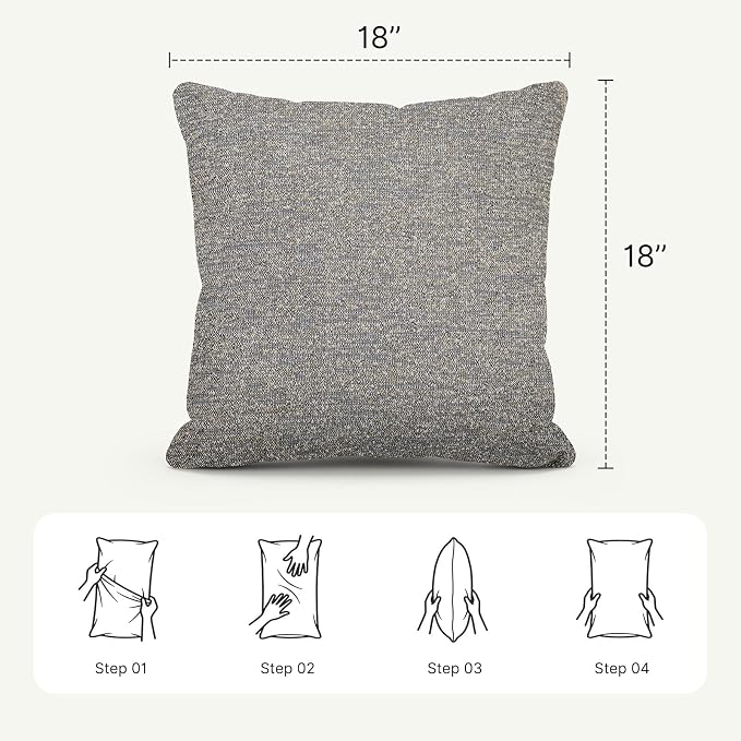 Outdoor Throw Pillow Set of 2 with Inserts, Outdoor Lumbar Pillow Water Resistant for Patio Furniture, 18x18 Inch Outdoor Pillows with Removable Zipper Cover