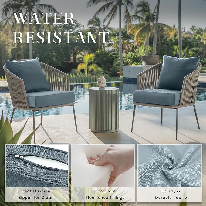 Luxury 24*24*6in Outdoor Patio Cushions, 5 Pieces Sky Blue Outdoor Cushion | 6in Outdoor Patio Cushions, Water-Resistant, Reversible, Removable Cover, for Patio Chairs Sofa Couch Loveseat