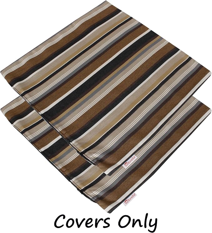 Outdoor/Indoor Sunbrella Throw Pillow Cover Only Square Set of 2 Pieces 24 inch x 24 inch Capitol Espresso Stripe - Insert Not Included, Brown