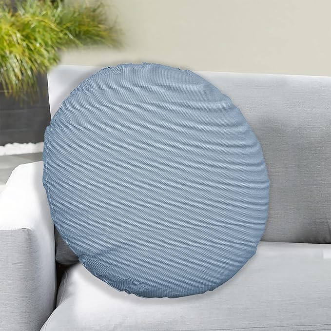 Covers & all Round Pillow Cover, Weather & UV Resistant Water Repellant Protector for Pillows Home Office Living Room Decor Chair Sofa Couch, with Zippers (32" Diameter x 5" H, Sky Blue)