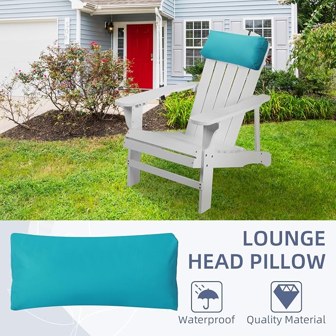 Chaise Lounge Head Pillow, 2 Pack Outdoor Patio Pillows with Adjustable Strap, Lounge Head Resting Pillow for Recliner Beach Pool Lounger Office Chair，Water Resistant Light Blue