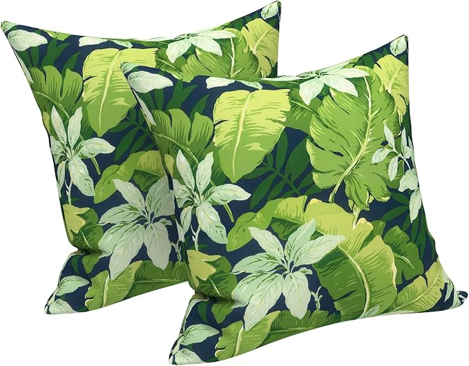 LVTXIII Outdoor Pillows 20x20 Inch, 2 Pack Large Decorative Square Throw Pillows with Inserts for Couch, Bed, Floor Seating, Patio Furniture, Jungle Leaves