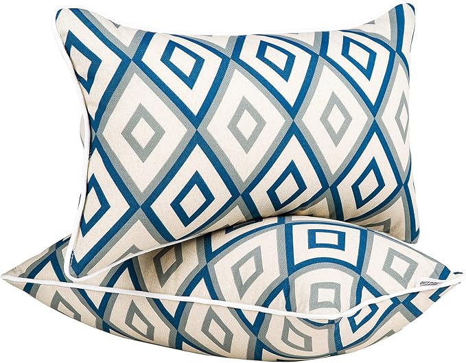 JMGBird Outdoor Accent Pillows Outdoor Lumbar Pillows with Inserts | 12x20 Outdoor Pillows Waterproof Outdoor Thtow Pillows Mandala Pattern Outdoor Patio Pillows for Patio Furniture