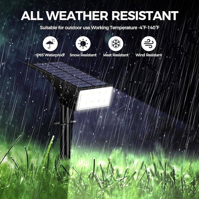 Solar Lights Outdoor Waterproof IP65, Landscape Lights, 6 Pack, Cool White | WENATY Spot Lights Outdoor, 4 Brightness Modes, Dusk to Dawn Solar Spotlights for Yard Garden Pathway Porch Tree House Decor