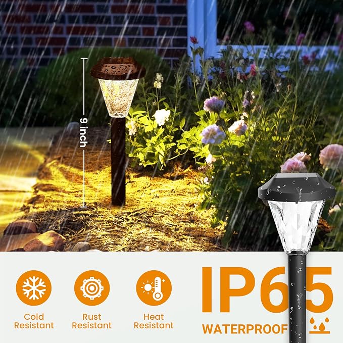 GIGALUMI 8 Pack Solar Lights Outdoor Waterproof, Solar Garden Lights | Outdoor Solar Lights for Yard, Yard Decorations Outdoor for Pathway, Patio, Garden, Driveway, Lawn, and Landscape(Warm White)