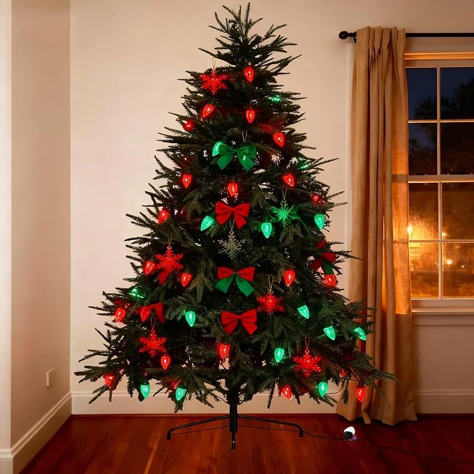 C9 LED Christmas Lights Outdoor,33 Feet 50 LED 8 Lighting Modes Waterproof Connectable Christmas String Lights for Outside Roofline Patio Home Xmas Decorations (Red & Green)