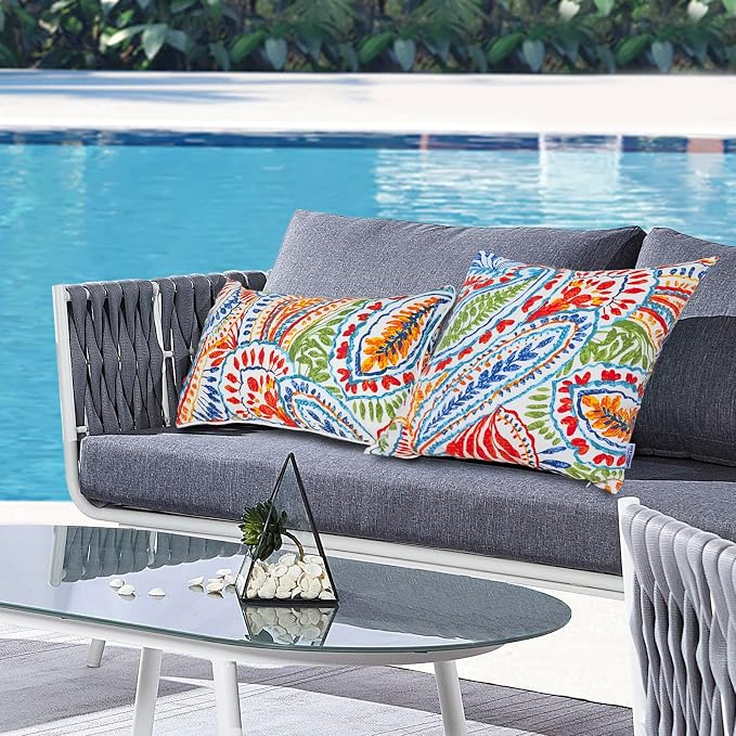 Outdoor Throw Pillows - Decorative Pillows with Insert Included Set of 2 Outdoor Pillows for Patio Furniture 18x18 Inch