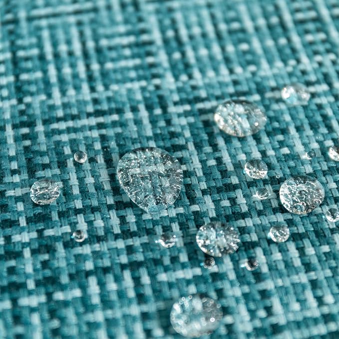 Kevin Textile Outdoor Waterproof 12"x24" Lumbar Pillow Covers 2 Pack, Teal | Water Resistant, Faux Linen Yarn-dyed, Woven Texture Throw Pillow Covers for Tent Patio Garden Couch Sofa