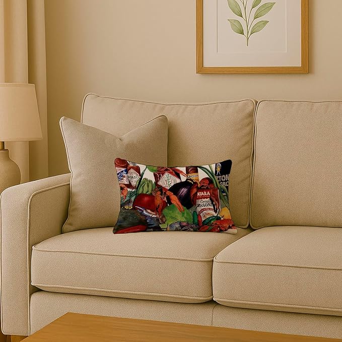 Caroline's Treasures 8131PW1216 Louisiana Spices Canvas Fabric Decorative Pillow Machine Washable, Indoor Outdoor Decorative Pillow for Couch, Bed or Patio, 12HX16W