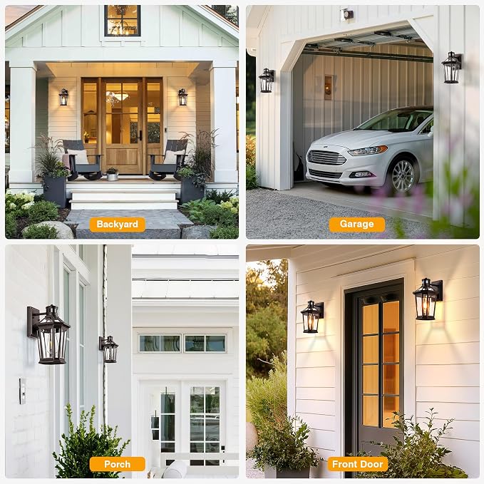 VIANIS Motion Sensor Outdoor Lights, Oil Rubbed Bronze Dusk to Dawn Outdoor Wall Lights Exterior, Waterproof Wall Lantern with Tempered Glass, Modern Outside Wall Sconce for Garage Front Porch, E26