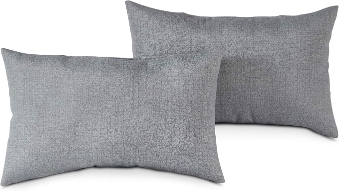 South Pine Porch Outdoor 19x12-inch Rectangle Accent Pillow (Set of 2), Heather Gray