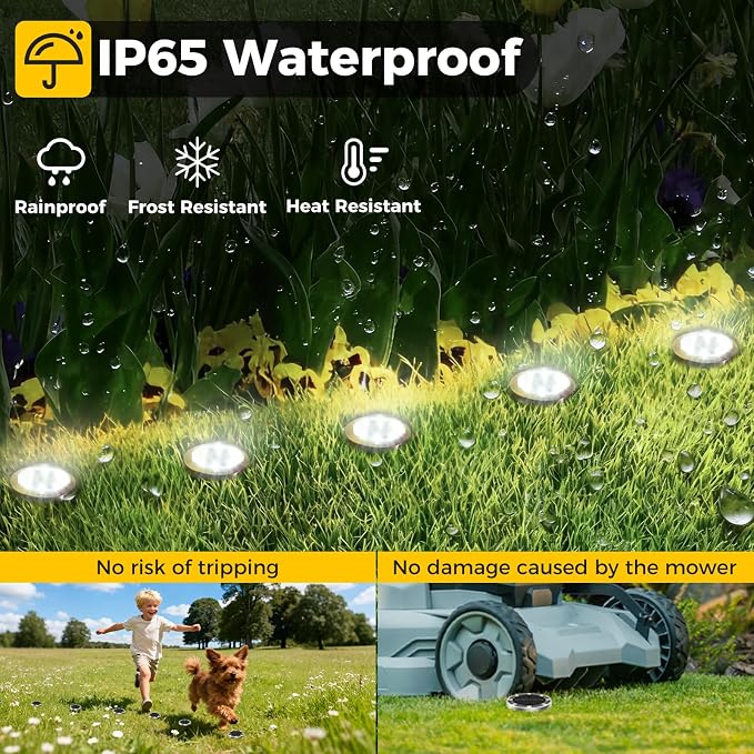 30 Pack Solar Ground Lights Outdoor, 8 LED Mini Flat Solar Disc Lights, IP65 Waterproof Pathway Lights Solar Powered, Landscape Lighting for Garden Walkway Driveway Yard Lawn,Cool White
