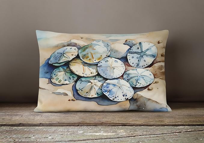 Caroline's Treasures DAC2821PW1216 Sand Dollars Throw Pillow Machine Washable, Indoor Outdoor Decorative Pillow for Couch, Bed or Patio, 12HX16W